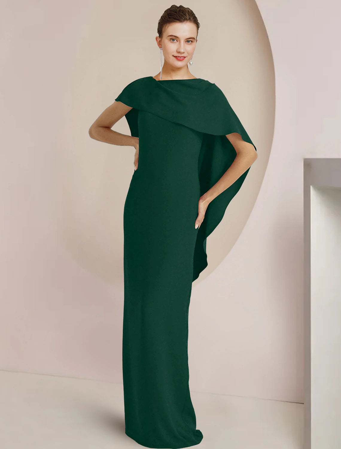 Wholesale  Sheath / Column Mother of the Bride Dress Formal Wedding Guest Elegant Scoop Neck Floor Length Stretch Fabric Sleeveless with Split